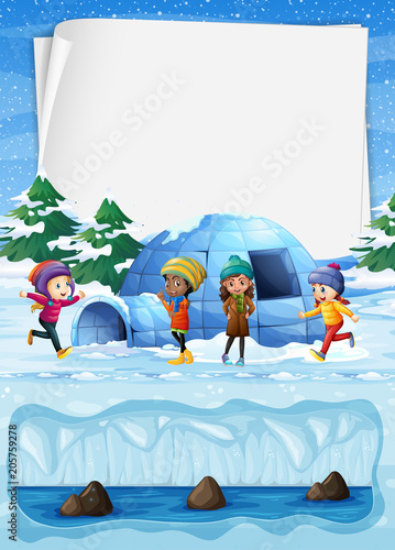 Kids in North Pole and Igloo