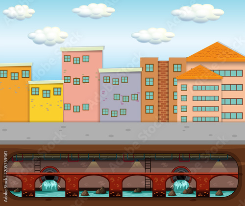 A Vector of Sewer Waste Under Big City