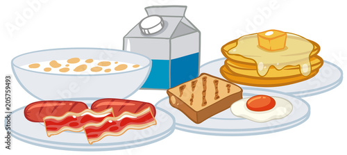 A Breakfast Set on White Background