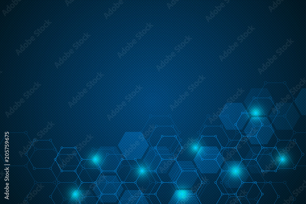 Science background with hexagons design. Geometric abstract background with molecular structure. Science background with hexagons design. Geometric abstract background with molecular structure.