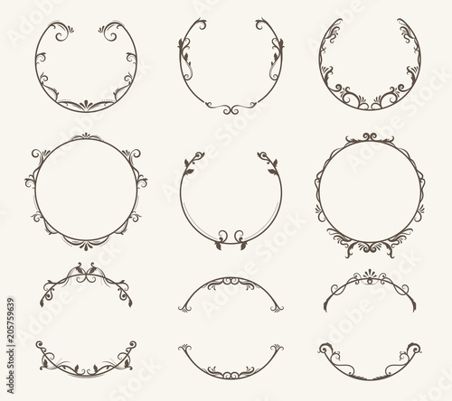 Vector set of border circle frame - vintage style