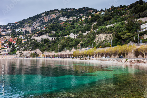 Fototapeta Naklejka Na Ścianę i Meble -  Sea bay and French Riviera - Cote d'Azur coastline in Villefranche sur Mer in France