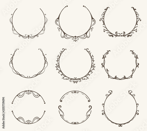 Vector set of border circle frame - vintage style