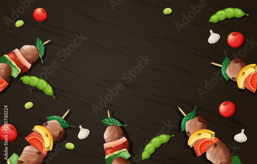 Delicious Kebab Barbecue Wooden Template