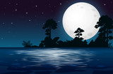 A Full Moon Night at the Lake