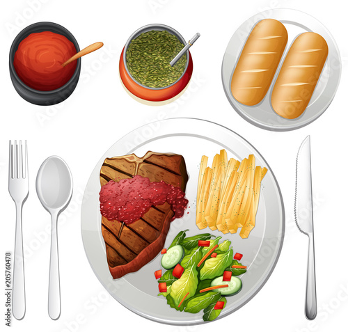 Steak Set on White Background