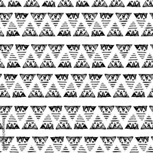 hand drawn ethnic ornamet seamless vector pattern