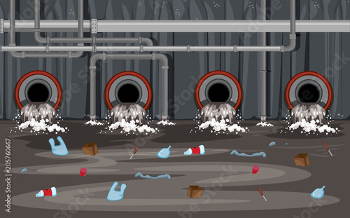 A Vector of Sewer Pipe with Pollution