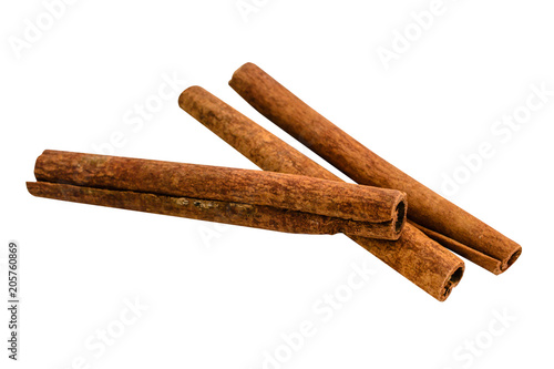 Cinnamon sticks isolated on white background