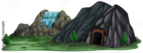A Mining Cave on White Background