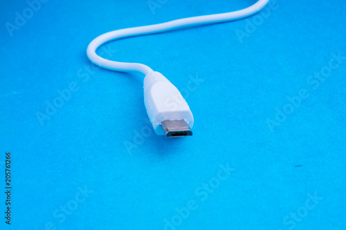 usb cable on blue background