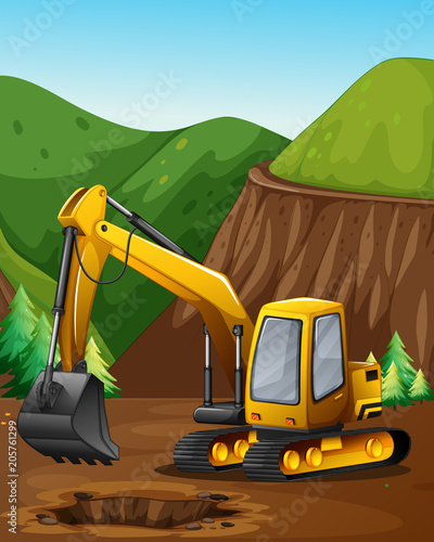 An Excavator Diging the Ground