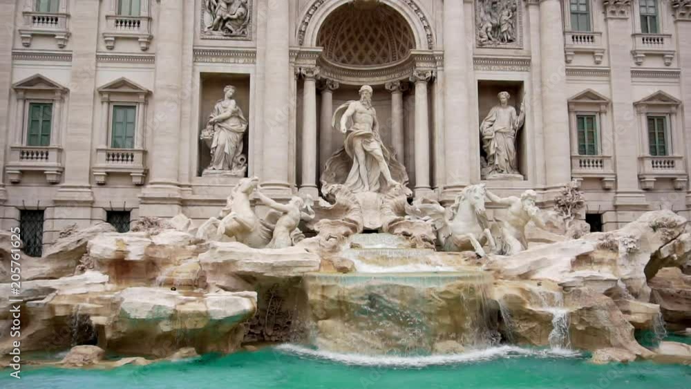 Fountain di Trevi in Rome, Italy, Slow Motion Fountain di Trevi in Rome, Italy, Slow Motion