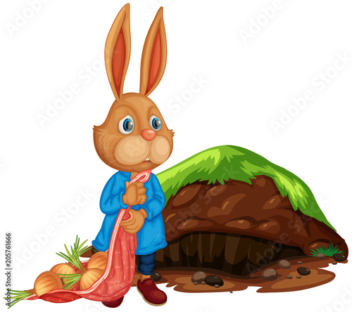 A Cartoon Cute Rabbit Farming