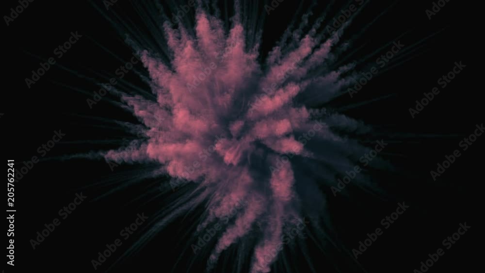 Cg animation of color powder explosion on black background. Slow motion movement with acceleration in the beginning. Has alpha matte Cg animation of color powder explosion on black background. Slow motion movement with acceleration in the beginning. Has alpha matte