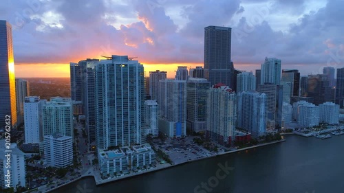 Wallpaper Mural Aerial amazing sunset and city Miami Torontodigital.ca