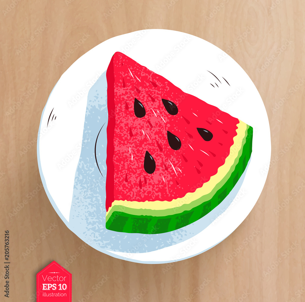 illustration of plate with watermelon