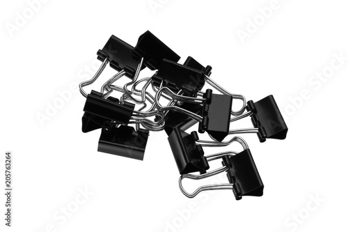 Set of binder clips for paper. Isolated on white background