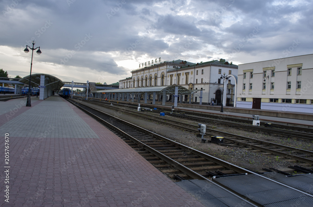 Naklejka premium railway station and trains