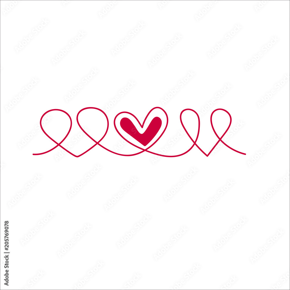 Three red linked hearts