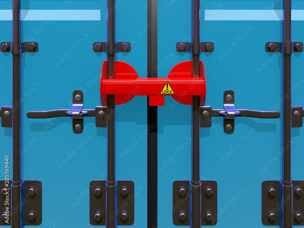 3D illustration of cargolock on door container.