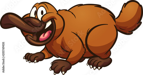 Happy cartoon platypus. Vector clip art illustration with simple gradients. All in a single layer. 