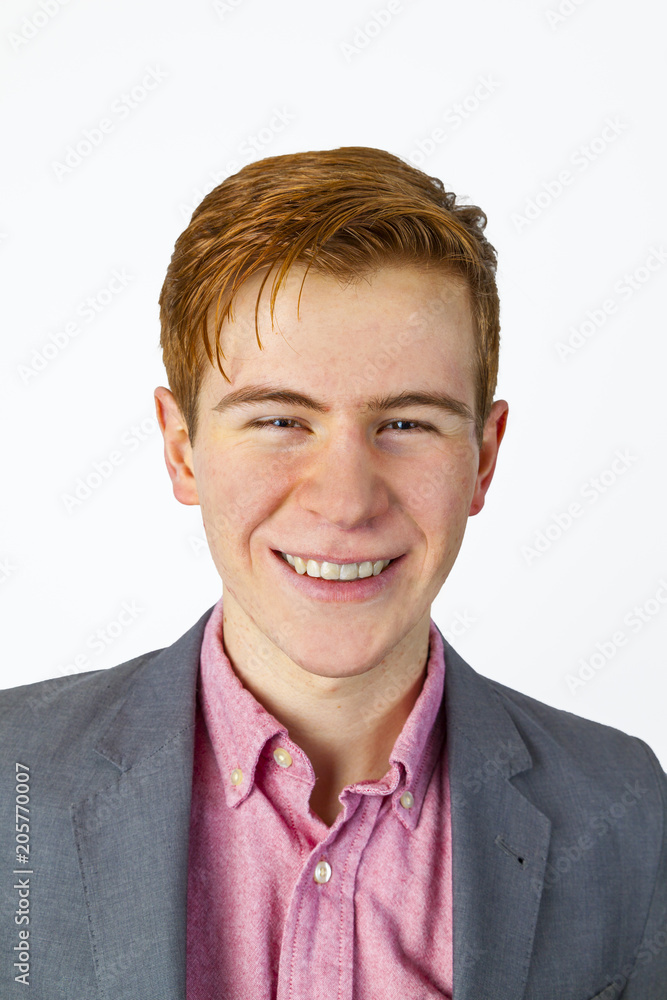 happy red haired boy with jackett happy red haired boy with jackett