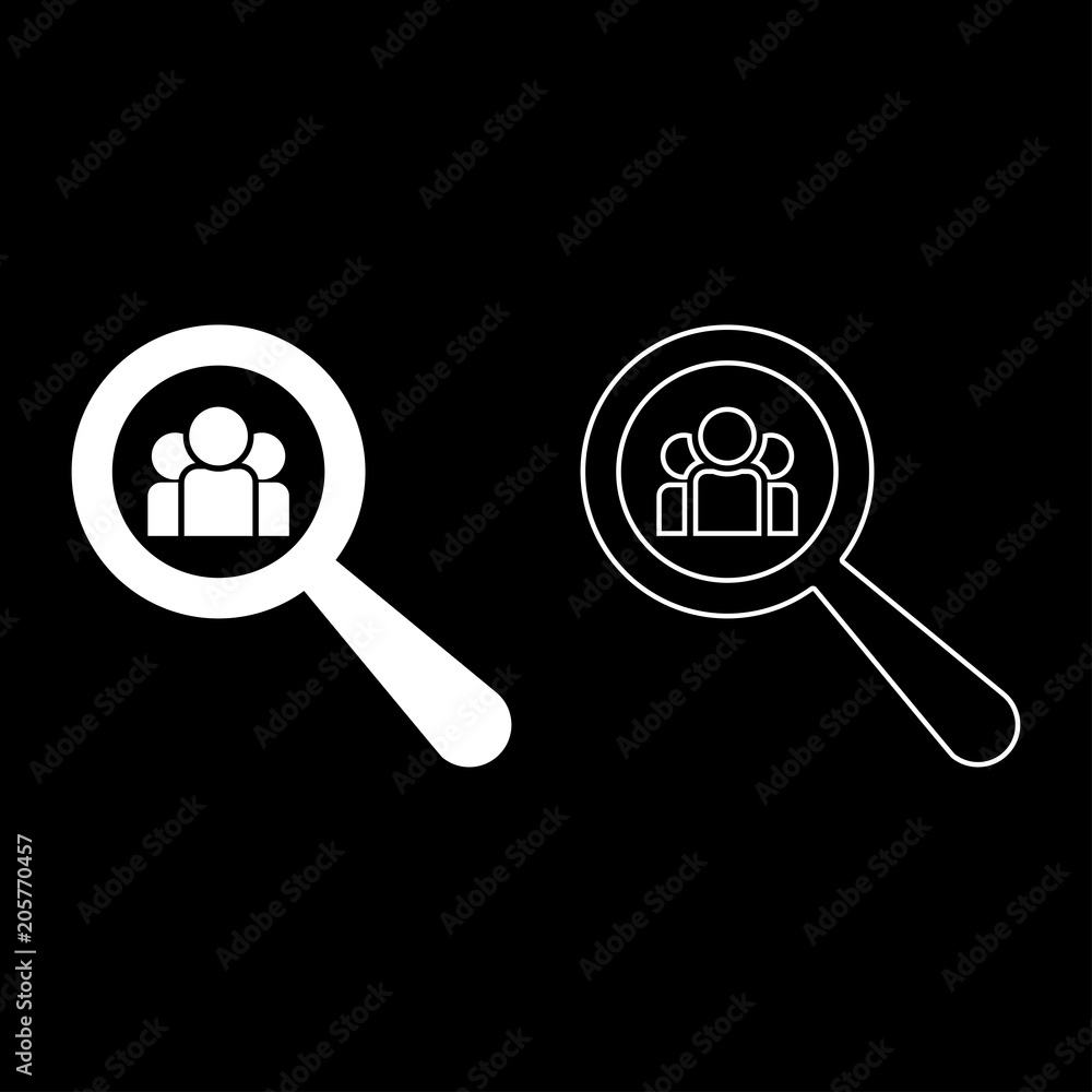 People search icon set white color illustration flat style simple image People search icon set white color illustration flat style simple image