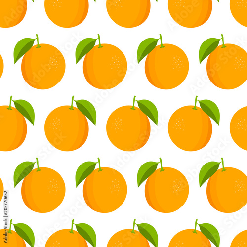Oranges pattern. Fresh oranges on white background. Vector illustration