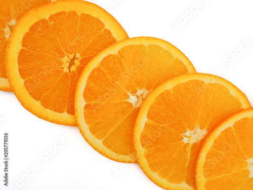 Fresh orange slice on white background