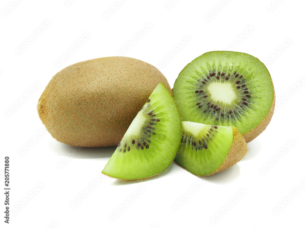 Slice of fresh juicy delicious and healthy kiwi fruit, isolated on white background. Slice of fresh juicy delicious and healthy kiwi fruit, isolated on white background.