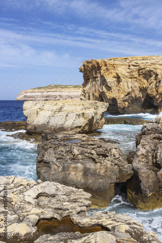 Dwejra Bay, a year after the collapse of Azure Window, San Lawrenz Gozo Malta