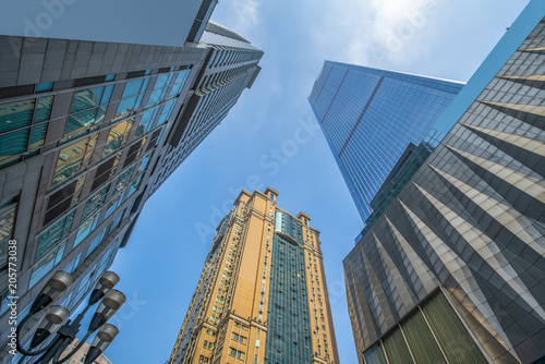 The architectural landscape of the commercial building in the city center of the city