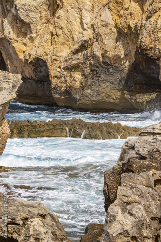 The limestone cliff of Dwejra Point, Gozo Malta in March 2018