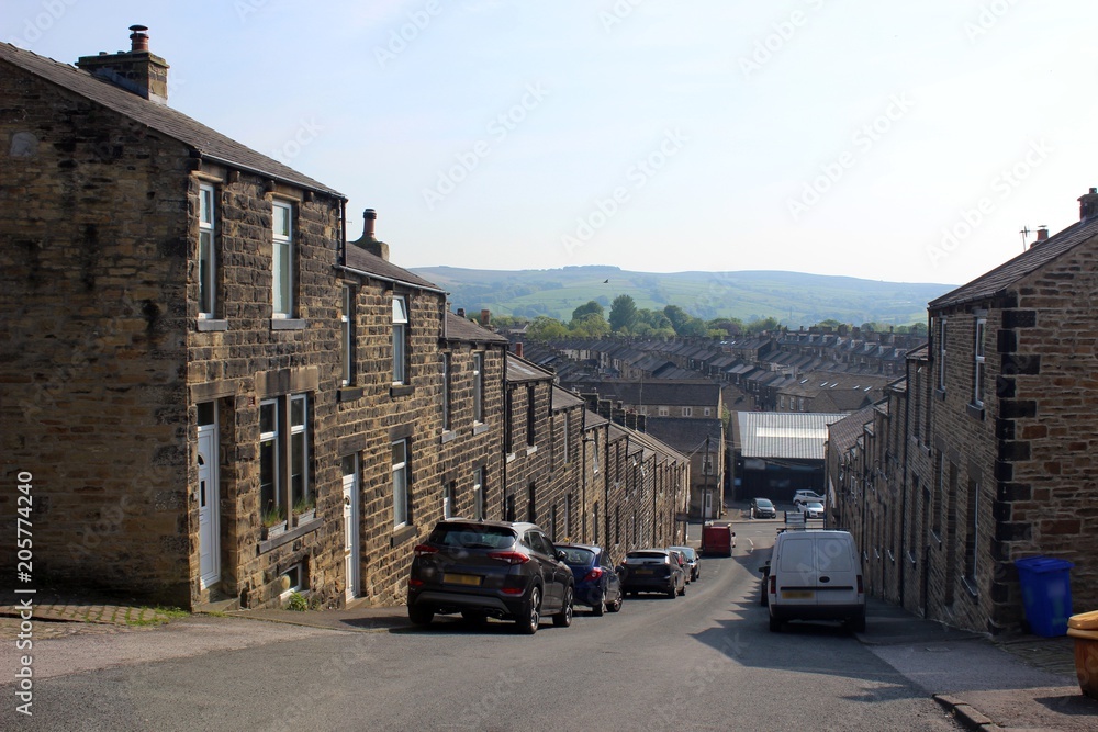 Romille Street - an example of stone terraces in Skipton, Yorkshire.