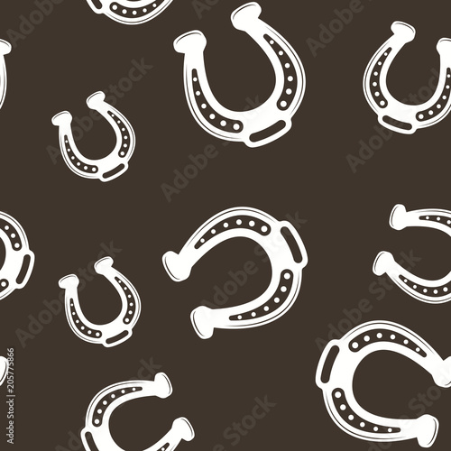 Horseshoe vector seamless pattern white on dark