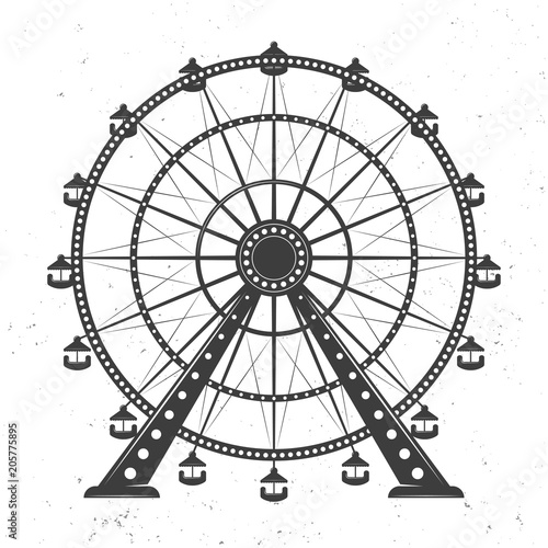 Ferris wheel vector monochrome illustration
