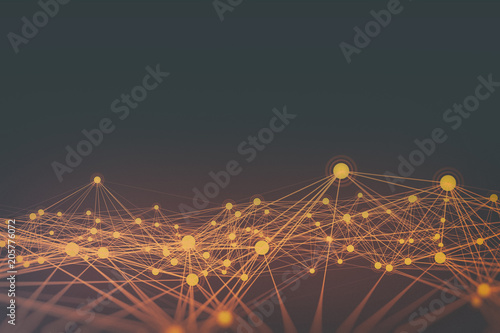 Abstract glowing network background - Yellow golden retro 