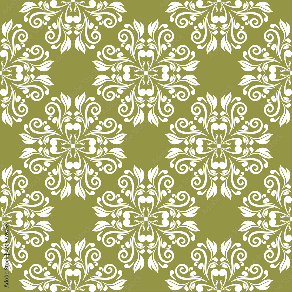 Olive green floral seamless pattern Olive green floral seamless pattern