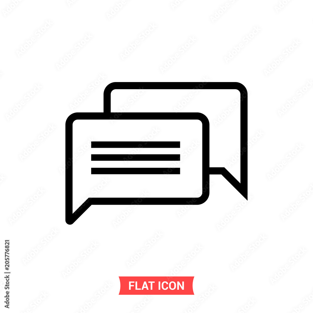 Chat bubble vector icon, dialog symbol. Flat sign illustration for web or mobile app on white background Chat bubble vector icon, dialog symbol. Flat sign illustration for web or mobile app on white background
