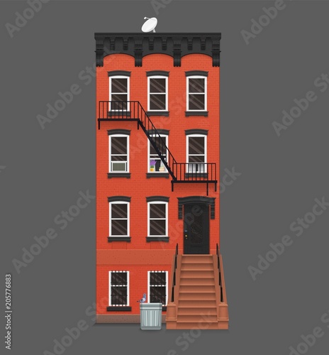 Illustration of a cozzy townhouse. Flat art style. Housing, real estate market, architecture design, property investment concept banner. Isolated on white