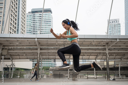 athlete girl exercise in city