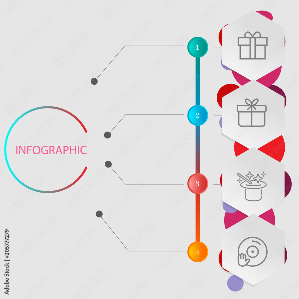 Birthday and party infographic with icon 4 step, for presentatio Birthday and party infographic with icon 4 step, for presentatio