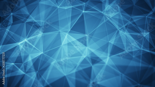 Blue polygons and lines. Internet communication concept