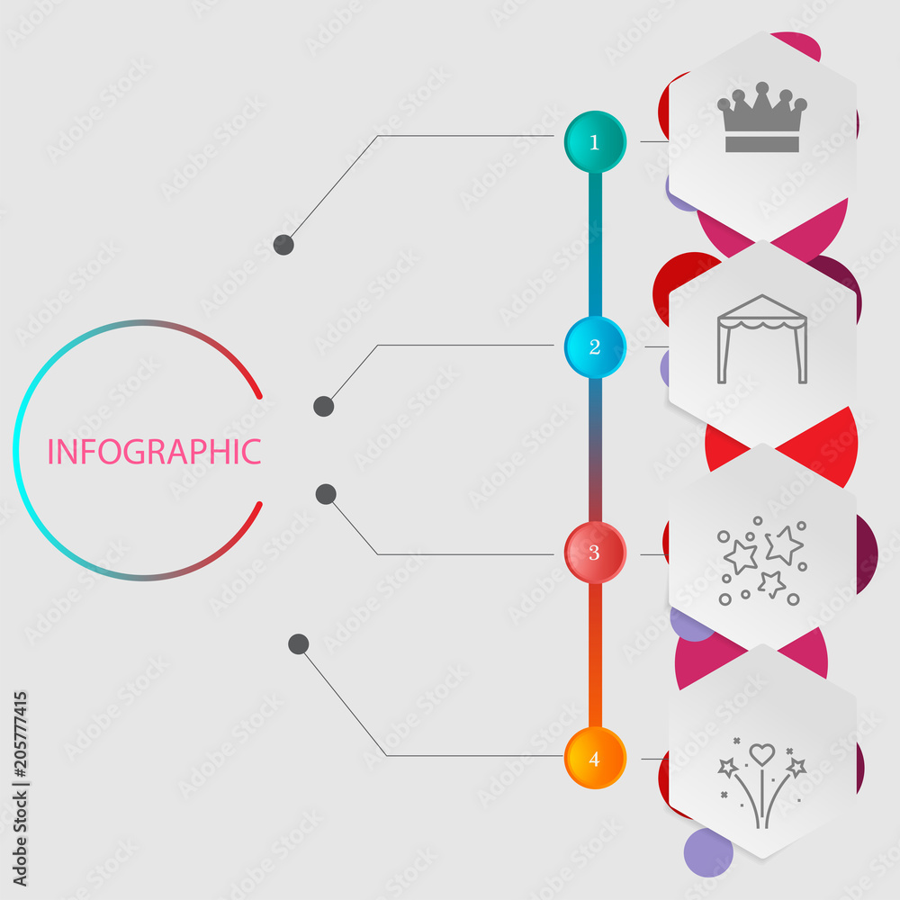 Birthday and party infographic with icon 4 step, for presentatio Birthday and party infographic with icon 4 step, for presentatio