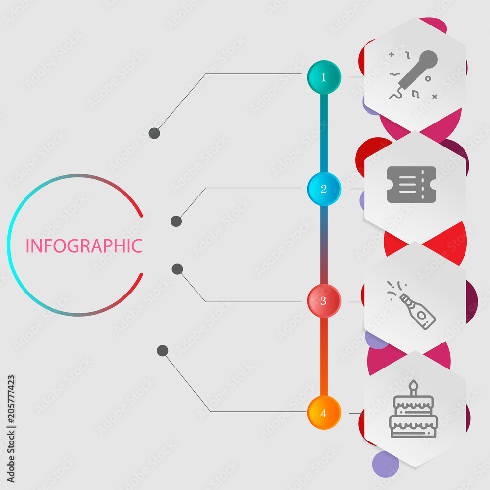 Birthday and party infographic with icon 4 step, for presentatio Birthday and party infographic with icon 4 step, for presentatio