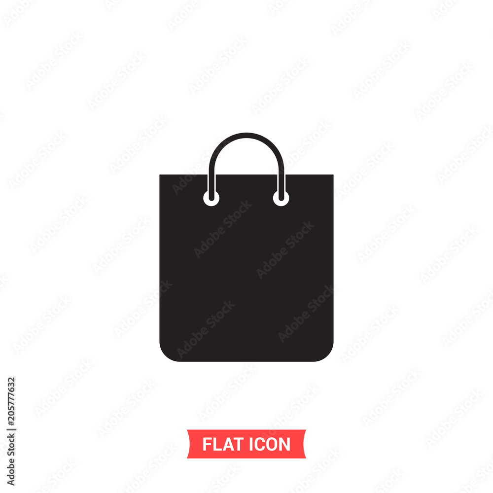 Bag vector icon, shopping symbol. Flat sign illustration for web or mobile app on white background Bag vector icon, shopping symbol. Flat sign illustration for web or mobile app on white background
