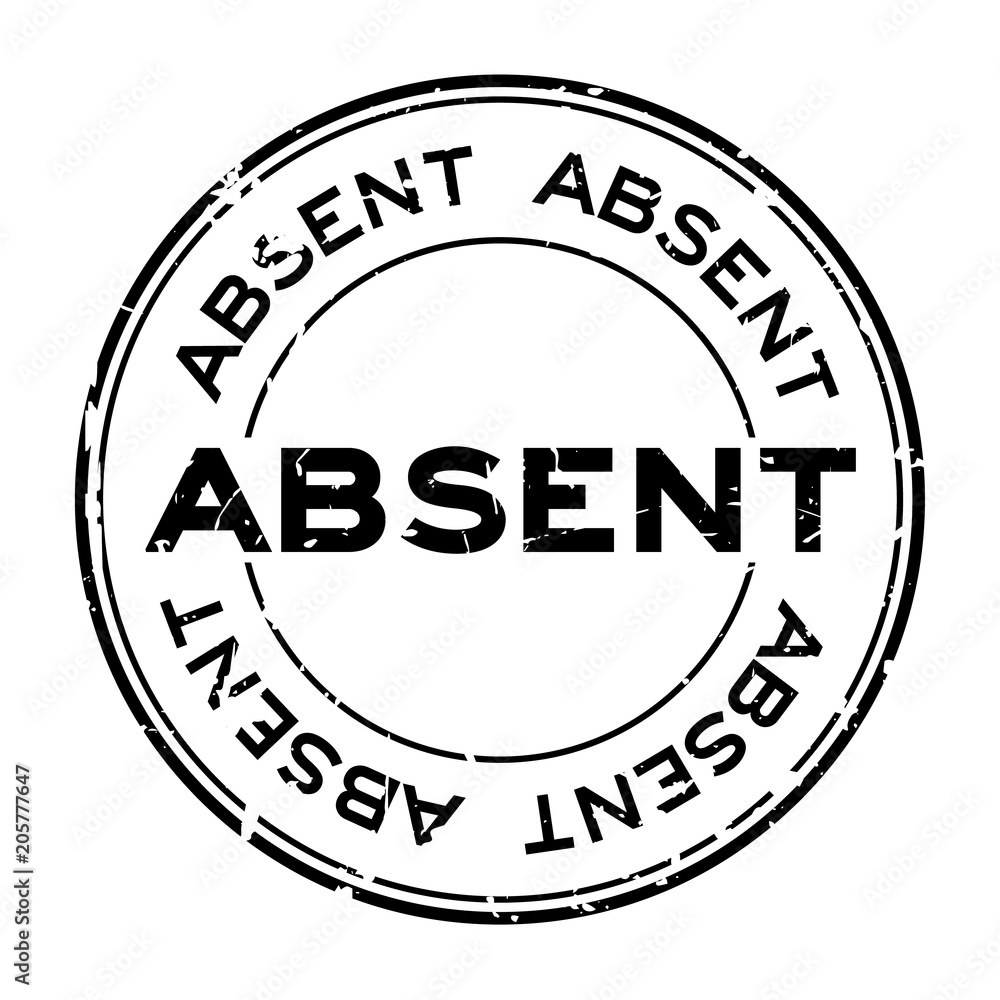 Grunge black absent word round rubber seal stamp on white background