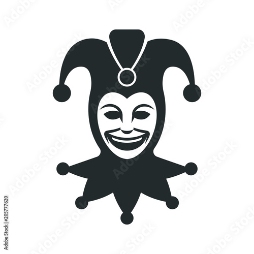 Joker head. Jester icon. Buffoon logo