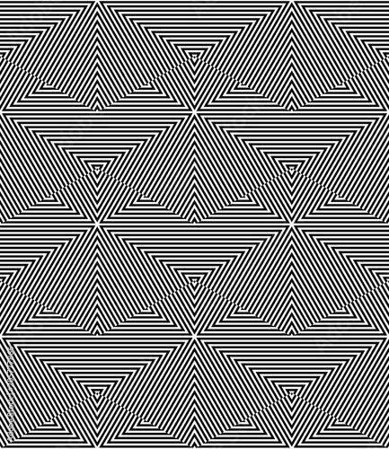 Abstract vector seamless moire pattern with cubic lattice lines. Monochrome graphic black and white ornament.
